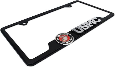 Elektroplate Officially Licensed – United States Marines USMC Crest Black All-Metal Open Corner Premium 3D License Plate Frame Tag Holder for Cars/SUVs/Trucks Weather-Proof Automotive Accessory in Saudi Arabia