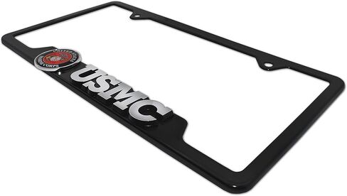 Elektroplate Officially Licensed – United States Marines USMC Crest Black All-Metal Open Corner Premium 3D License Plate Frame Tag Holder for Cars/SUVs/Trucks Weather-Proof Automotive Accessory in Saudi Arabia