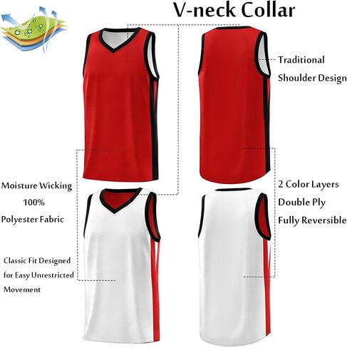 KXK Men's Reversible Basketball Jersey Plain Athletic Sleeveless Tank Top Basketball Shirt Practice Team Uniform in Kuwait