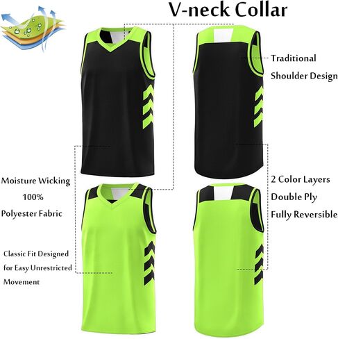 KXK Men's Reversible Basketball Jersey Plain Athletic Sleeveless Tank Top Basketball Shirt Practice Team Uniform in Kuwait