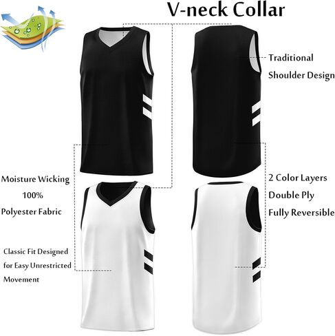 KXK Men's Reversible Basketball Jersey Plain Athletic Sleeveless Tank Top Basketball Shirt Practice Team Uniform in Kuwait