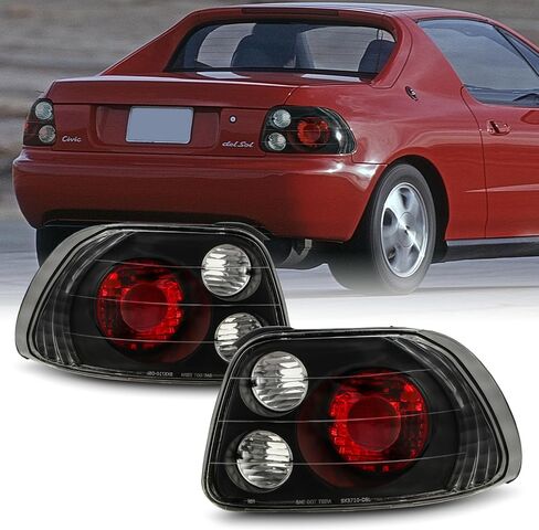 AKKON - For 1993-1997 Honda Civic Del Sol Sport Coupe JDM Black Tail Brake Lights Lamp Left + Right Pair in Saudi Arabia