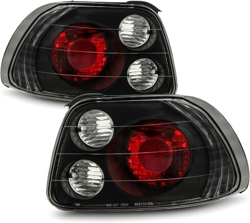 AKKON - For 1993-1997 Honda Civic Del Sol Sport Coupe JDM Black Tail Brake Lights Lamp Left + Right Pair in Saudi Arabia