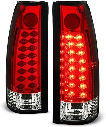 ACANII - For 1988-1998 Chevy Silverado GMC Sierra Suburban Tahoe Red Clear LED Tail Lights Lamps Replacement Left+Right in Saudi Arabia