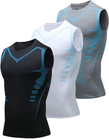 3Pack Mens Running Tank Tank Tops جاف في صالة ألعاب رياضية فاقة رياضية قابلة للتنفس بارد تمرين بلا أكمام طبقة قاعدة قاعدة in Kuwait
