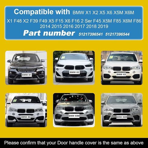 غطاء غطاء مقبض باب السيارة متوافق مع BMW X1 F48 X2 F39 X5 F15 X6 F16 X5M x6M F86 2014-2019 in Saudi Arabia