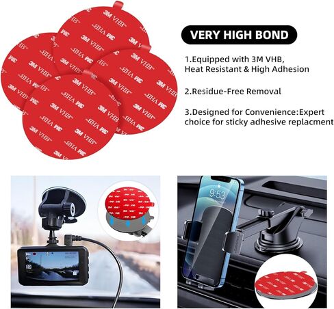 Double Sided Adhesive Pads Squares,Made of 3 M V HB 5952,Car Mount Sticky Pad Replacement.Sticky Dash Cam Mounting Tape.Heavy Duty Tape Sticker for Dashboard &Daily Use.Waterproof,Heat-Resistant.6 PCS in Saudi Arabia