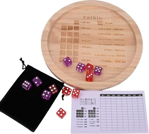 11.8 بوصة 2025 صينية نرد Farkle جديدة مع الأوتاد تسجيل الأوتاد ، و Pearl Dice ، والقواعد المطبوعة-لعبة Dice Classic مع ثقوب التسجيل لتتبع التقدم السهل على التقدم in Kuwait