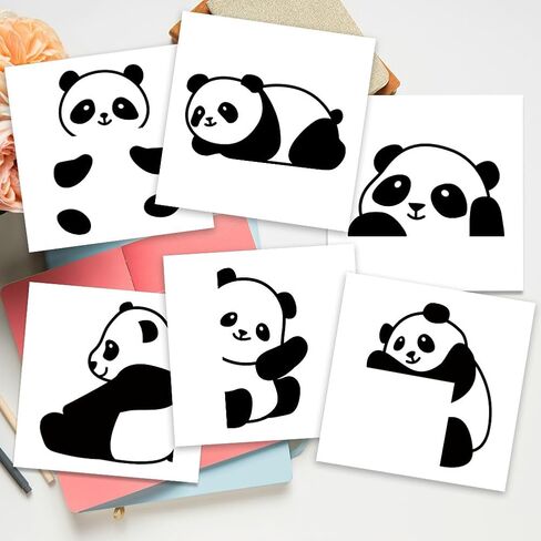 AHALDMaker 6pcs ملصقات تبديل ضوء الباندا لطيف ، 7x7 بوصة كرتون pandas ملصق ملصق ملصق الإضاءة شارات لحضانة غرفة المعيشة in Kuwait