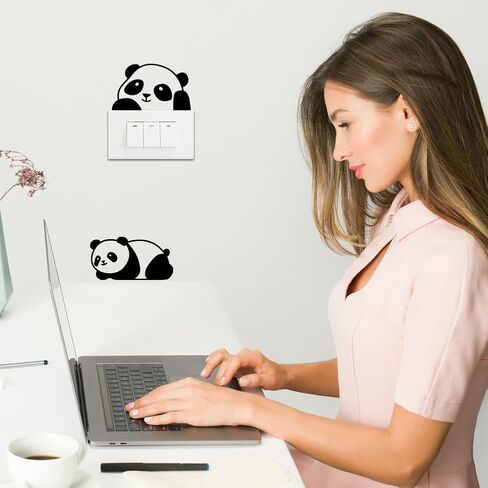 AHALDMaker 6pcs ملصقات تبديل ضوء الباندا لطيف ، 7x7 بوصة كرتون pandas ملصق ملصق ملصق الإضاءة شارات لحضانة غرفة المعيشة in Kuwait
