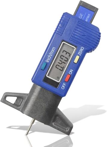 LCD Display Tire Tread Depth Gauge, Digital Tread Checker Tire Tester with Inch/MM Conversion of 0-1 Inches, Portable Measuring Gauge Tool for Car Motorcycle Truck SUV (Blue) in Kuwait