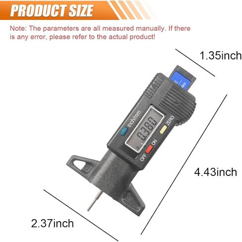 شاشة LCD Display Tire Tread Depth ، اختبار إطارات المدقق الرقمي مع تحويل بوصة/مم من 0-1 بوصات ، أداة قياس القياس المحمولة لشاحنة الدراجات النارية للسيارة (الأزرق) in Kuwait
