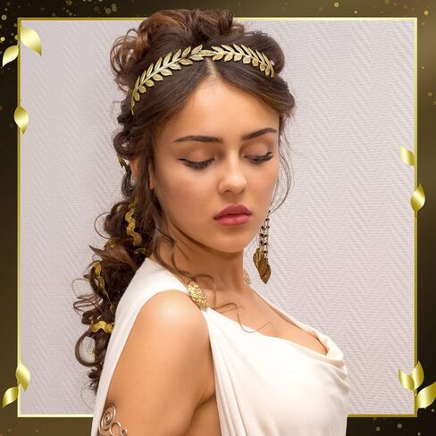 Xunyee 6 PCS Gold Leaf Headbands مجموعة عظم رأس اللؤلؤ للنساء الإلحاحات الإلهية اليونانية زهرة Faux Paux Hairband Metal Metal Prompiece Crown Hairband for Women Girl ( in Saudi Arabia
