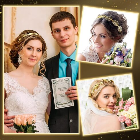Xunyee 6 PCS Gold Leaf Headbands مجموعة عظم رأس اللؤلؤ للنساء الإلحاحات الإلهية اليونانية زهرة Faux Paux Hairband Metal Metal Prompiece Crown Hairband for Women Girl ( in Saudi Arabia