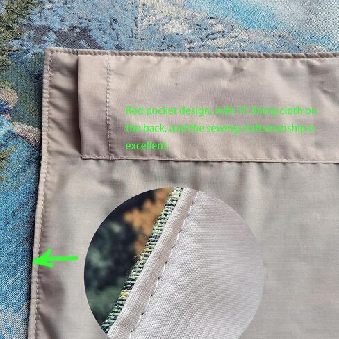 Vintage Nature Tapestry Wall Hanging Set with Telescopic Rod & Tassels - Jacquard Woven Fabric Aesthetic Lake & Mountain Landscape Wall Tapestry for Bedroom/Living Room Decor Green Art (42"x27") in Kuwait