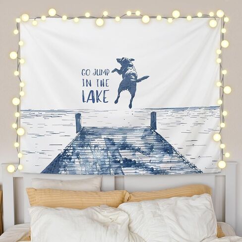 Tapestry urlluae Lake House Decor ، اذهب إلى القفز في ديكور منزل البحيرة لزخارتهما للبحيرات للبحيرات ، 50 × 60 بوصة in Kuwait