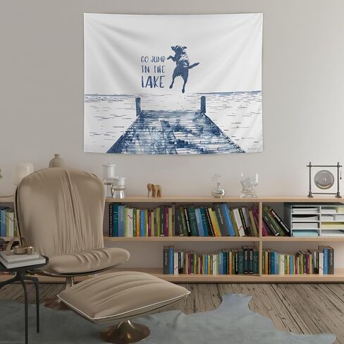 Tapestry urlluae Lake House Decor ، اذهب إلى القفز في ديكور منزل البحيرة لزخارتهما للبحيرات للبحيرات ، 50 × 60 بوصة in Kuwait