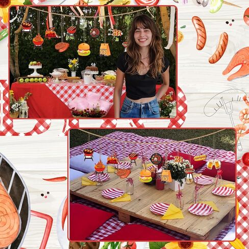 24 PCS Barbecue Theme Hanging Ornaments Wooden, BBQ Grilling Wood Hanging Pendants for Summer Picnic Birthday Baby Shower Party, BBQ Cutouts DIY Crafts Home Christmas Tree Decor in Saudi Arabia