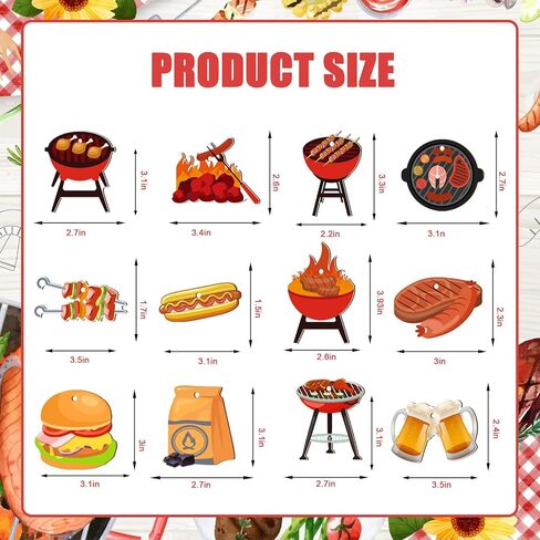 24 PCS Barbecue Theme Hanging Ornaments Wooden, BBQ Grilling Wood Hanging Pendants for Summer Picnic Birthday Baby Shower Party, BBQ Cutouts DIY Crafts Home Christmas Tree Decor in Saudi Arabia
