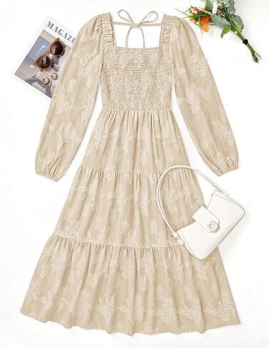 Zesica للسيدات 2025 Fall Floral Midi Bress in Kuwait