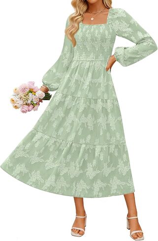 Zesica للسيدات 2025 Fall Floral Midi Bress in Kuwait