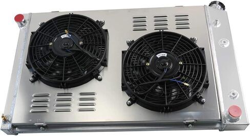 4 Core Radiator Fans Compatible With 1973-1991 Chevy C/K C10 C20 C30 K10 Truck 5.7L 7.4L V8 Pickup K5 Blazer w/Relay Thermostat Temp Sensor kit (4 Row Radiator Fans Set) in Kuwait