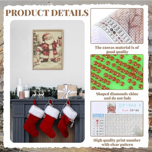 Viorawhite 12 PCS Holiday موضوعات موسميات الطلاء الماس الموسمية 15.75 × 11.81 بوصة DIY CATOR CARONES 5D RHINESTONS in Kuwait