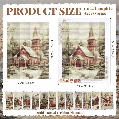 Viorawhite 12 PCS Holiday موضوعات موسميات الطلاء الماس الموسمية 15.75 × 11.81 بوصة DIY CATOR CARONES 5D RHINESTONS in Kuwait