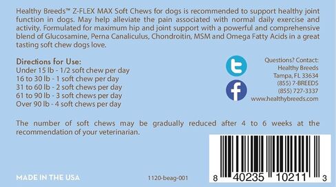 Healthy Breeds Mastiff Z-Flex Max Dog Hip and Joint Support 180 Count in Saudi Arabia