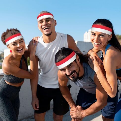 Indonesian Flag Print Sports Head Tie, Hair Band for Workout, Running, Yoga, One Size Fits Most in Saudi Arabia