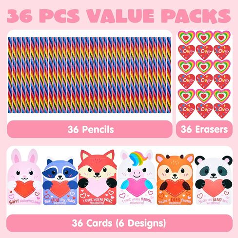 جويين 36pcs أقلام قوس قزح قوس قزح هدية متنوعة ، حزب لصالح الفصول الدراسية exchange أطفال مجموعة ، مثالية لجوائز المكافآت ، تشمل أقلام الرصاص ، المحو in Saudi Arabia