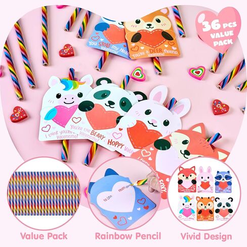 جويين 36pcs أقلام قوس قزح قوس قزح هدية متنوعة ، حزب لصالح الفصول الدراسية exchange أطفال مجموعة ، مثالية لجوائز المكافآت ، تشمل أقلام الرصاص ، المحو in Saudi Arabia