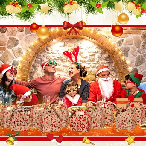 24 Pcs Christmas Goody Candy Boxes Cardboard with Handles 3D Christmas Favor Boxes with Vibrant Print for Party Gifts Candy Chocolate Treats and Cookies Favors (Mixed Style) in Saudi Arabia
