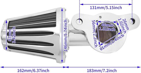 HDBUBALUS Sucker Air Intake Cleaner Kit Air Filter Fit for Harley (Black Housing Grey Element, B-For Touring 00-07/ Dyna 00-17,Softail 00-15) in Saudi Arabia