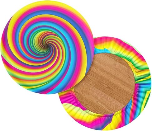 Bar Stool Chair Cover, Colourful Lollipop Print Super Comfy & Washable Round Stool Bench Cushion Slipcover (Small, 2 Pieces) in Kuwait