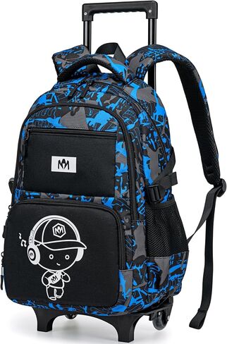 Bluboon Rolling Backpack with Wheels Kids Backpack for Boys Teens Wheeled Bookbag Kids Luggage Travel Hiking in Saudi Arabia