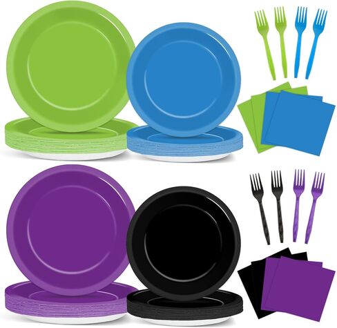 96PCS Cartoon Story Party Paper Plates and Napkins for Toy Inspire Game Party Supplies Cow Print Paper Dessert Plates Red Yellow Tableware Set for 24 Guests Baby Shower Birthday Party Decorations in Kuwait