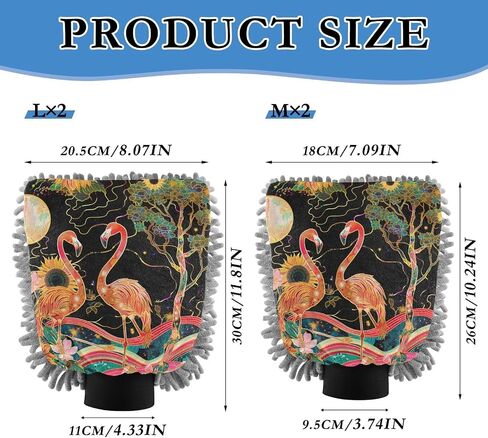 Absorbent Microfiber Car Wash Drying Mitts, 2 Pack, Scratch-Free & Lint-Free, Rich Foam, Highly Absorbent, Double Sided, Wash Mitt Perfect for Car Washing, M, Flamingo (3) in Saudi Arabia