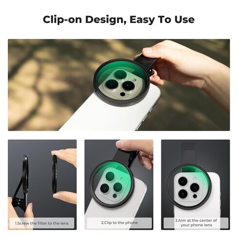 K&F Concept 67mm Clip-on CPL Phone Camera Lens Filter Kit, Circular Polarizer Polarizing Filter Compatible with iPhone 16 15 14 13 12 11 in Kuwait