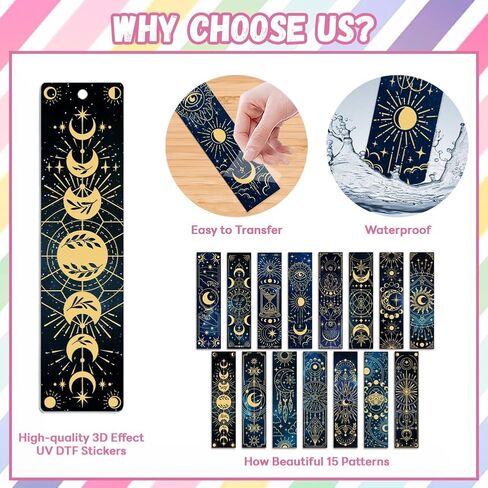 30pcs UV DTF Bookmarks Wraps Transfer Stickers Skull and Flower for Women Men Reading, Waterproof Bookmarkers Decal(No Blank Bookmarks) for Acrylic Plastic Metal Blank Bookmark in Kuwait