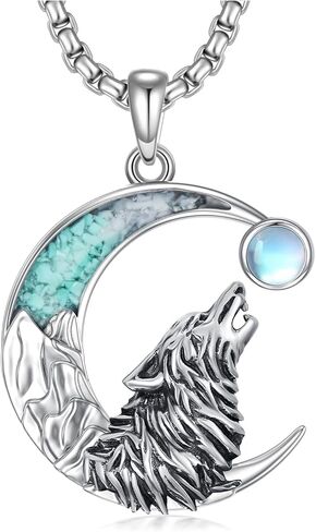 Turquoise Animal Necklace 925 Sterling Silver Crescent Moon Pendant Turquoise Jewelry Gifts for Women in Saudi Arabia
