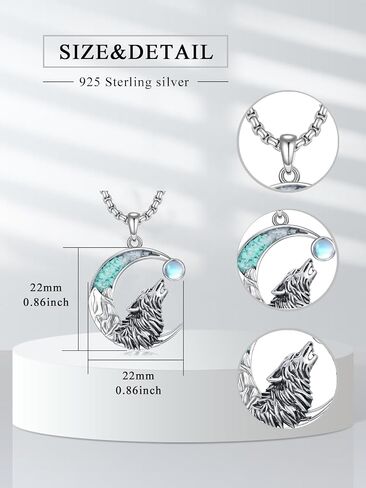 Turquoise Animal Necklace 925 Sterling Silver Crescent Moon Pendant Turquoise Jewelry Gifts for Women in Saudi Arabia