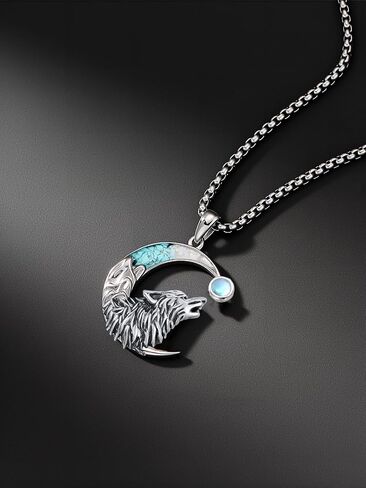 Turquoise Animal Necklace 925 Sterling Silver Crescent Moon Pendant Turquoise Jewelry Gifts for Women in Saudi Arabia