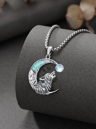 Turquoise Animal Necklace 925 Sterling Silver Crescent Moon Pendant Turquoise Jewelry Gifts for Women in Saudi Arabia