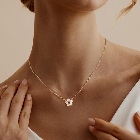 Gold Necklaces for Women, 14K Gold/Silver Plated Dainty Pearl Necklaces for Women Flower Pendant Satellite Chain Necklace Wedding Bridesmaid Jewelry Gift in Kuwait