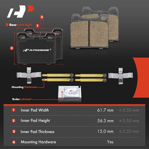 A-Premium Rear Ceramic Disc Brake Pads Set Compatible with Volvo C70, S90, 240, 242, 244, 245, 740, 745, 780, 940, 960, V70, V90 & Mercedes-Benz 240D, 280CE, 280E, 280SE, 300CD, 300D, 300SD, 4 Pcs in Saudi Arabia