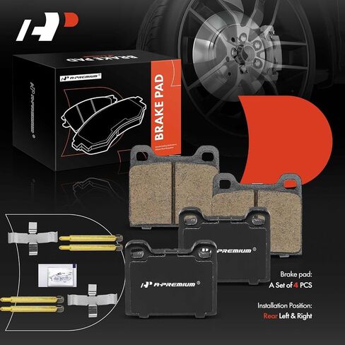 A-Premium Rear Ceramic Disc Brake Pads Set Compatible with Volvo C70, S90, 240, 242, 244, 245, 740, 745, 780, 940, 960, V70, V90 & Mercedes-Benz 240D, 280CE, 280E, 280SE, 300CD, 300D, 300SD, 4 Pcs in Saudi Arabia