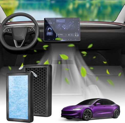 2025 Upgarded Air Filter For Tesla Model 3/Model Y 2016-2025 [Powerful Filtration] H14 True Filter Replacement with Activated Carbon For Tesla Model 3/Model Y Accessories 2016-2025 in Kuwait