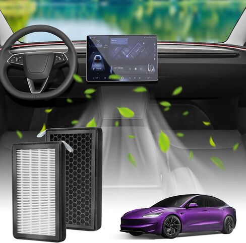 2025 Upgarded Air Filter For Tesla Model 3/Model Y 2016-2025 [Powerful Filtration] H14 True Filter Replacement with Activated Carbon For Tesla Model 3/Model Y Accessories 2016-2025 in Kuwait