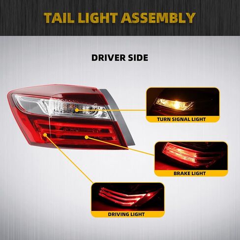 Dasbecan Driver Side Tail Light Compatible with Honda Accord Sedan 2016 2017 Left Rear Lamp Outer Replaces# ‎33550T2AA21 with LED in Saudi Arabia
